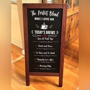 Wood Framed Chalkboard Coffee Menu Sign - Black & Brown